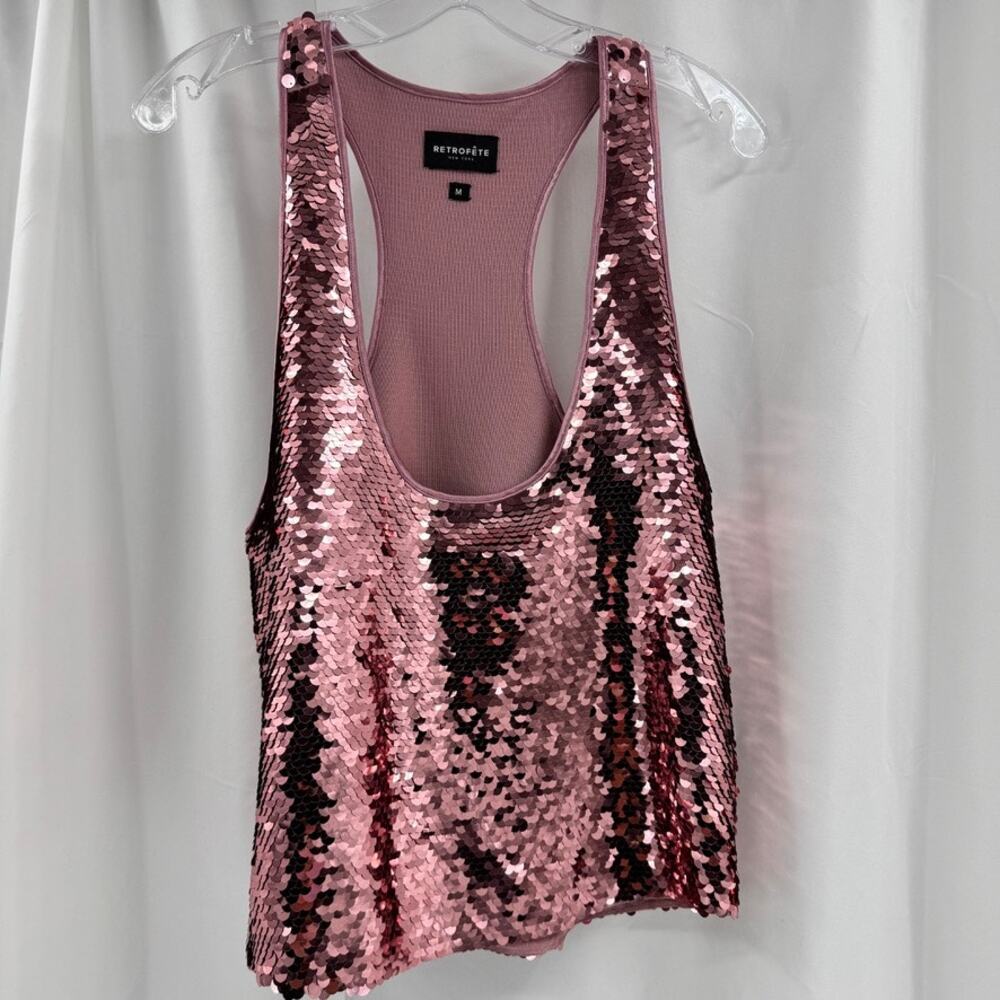 Retrofete Mandy Sequin Tank Top Muave Pink